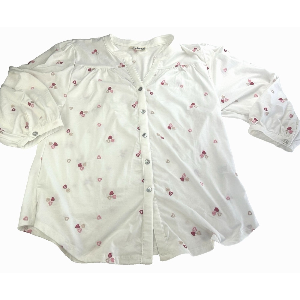 NWT Hope Springs Heart Embroidery Valentine Romantic Top Size L